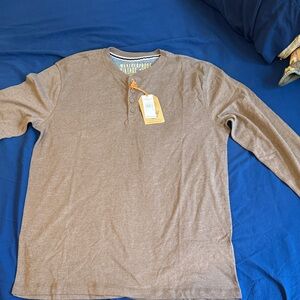 Men's Brown Long Sleeve Henley Shirt